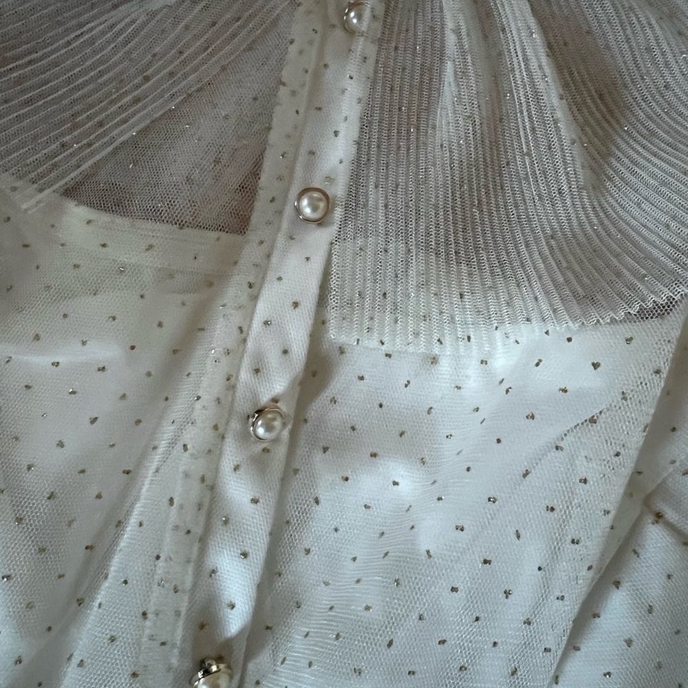 Betsey Johnson Full-Length White and Gold Tiered Dress - Picture 5 of 12